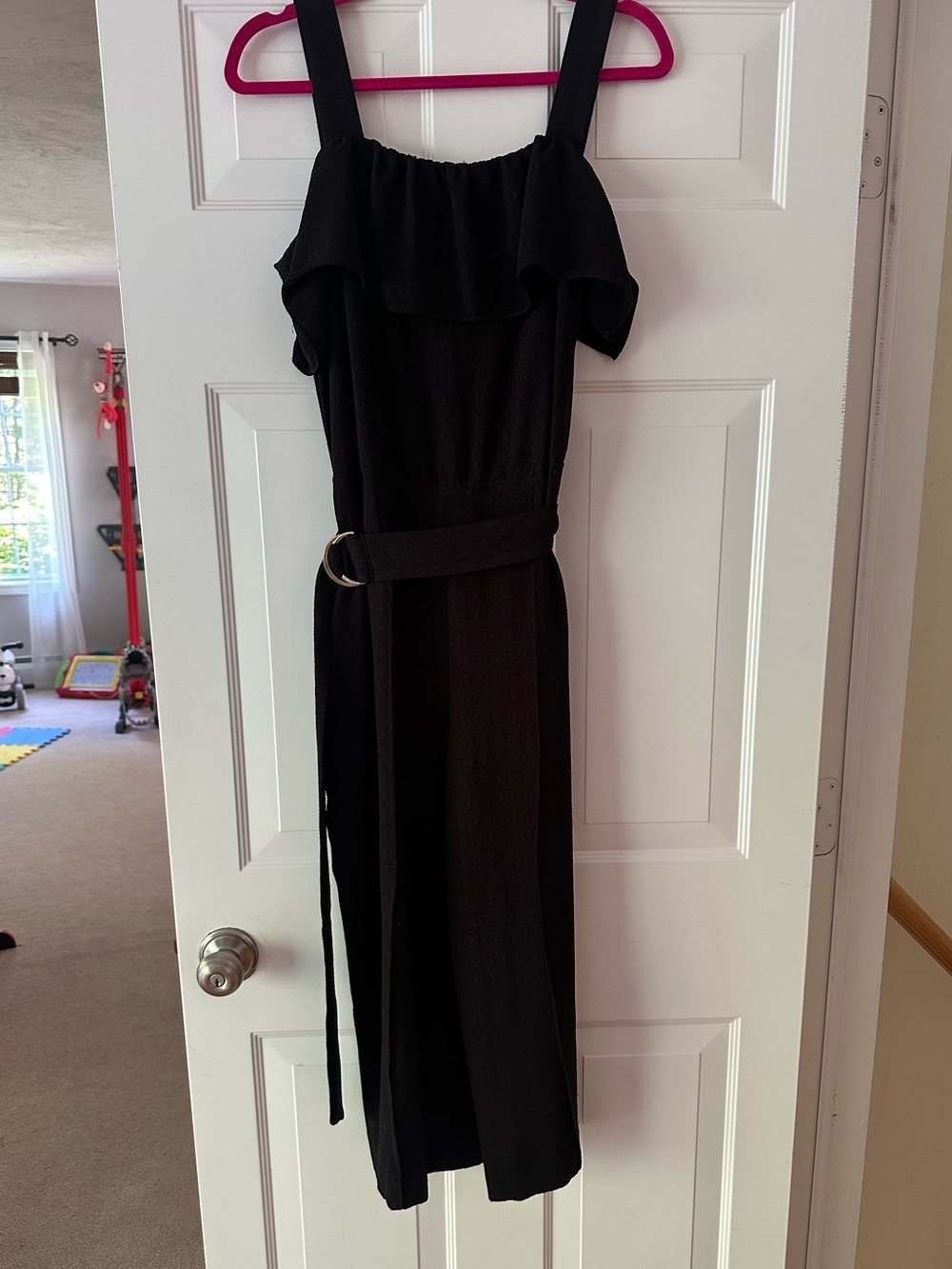 Apt.9 Black Ruffle Belted Women's Jumpsuit